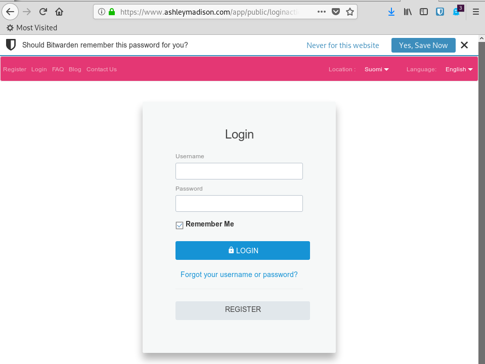 bitwarden a détecté que vous vous connectez sur un site